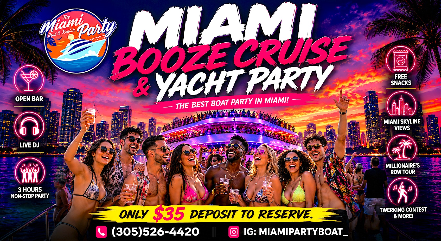 YACHT PARTY – BEST PARTY YACHT at Yacht Party Miami – Party Yacht – Miami, FL