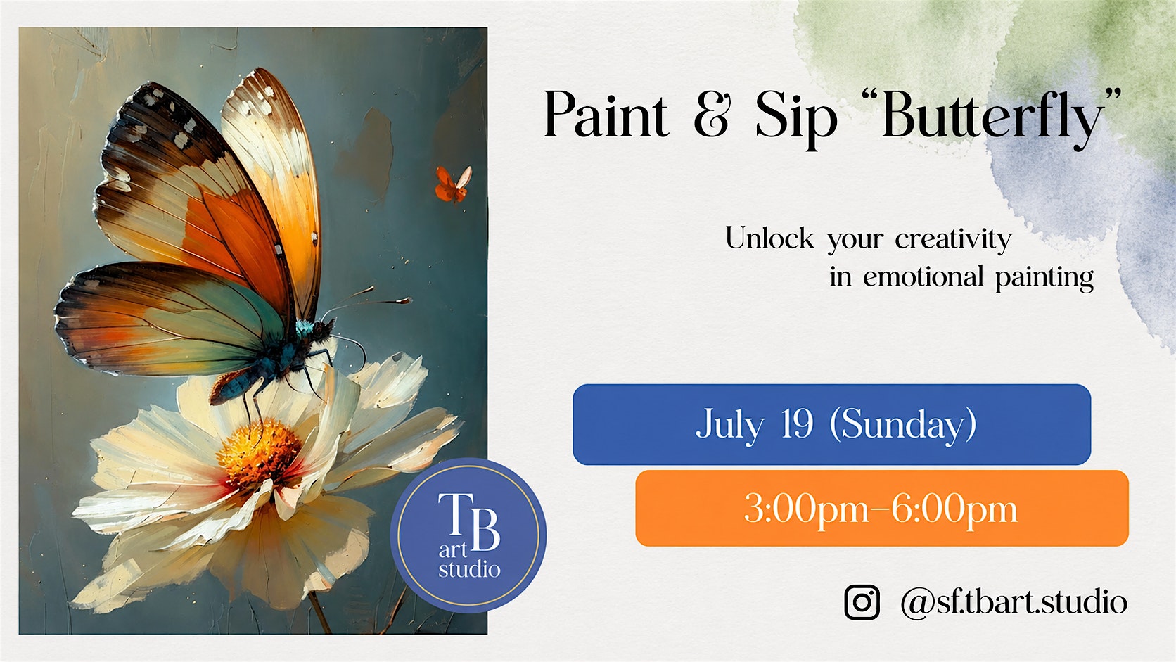 Acrylic Sip&Paint Workshop – Butterfly at 33 Seneca Ave – San Francisco, CA