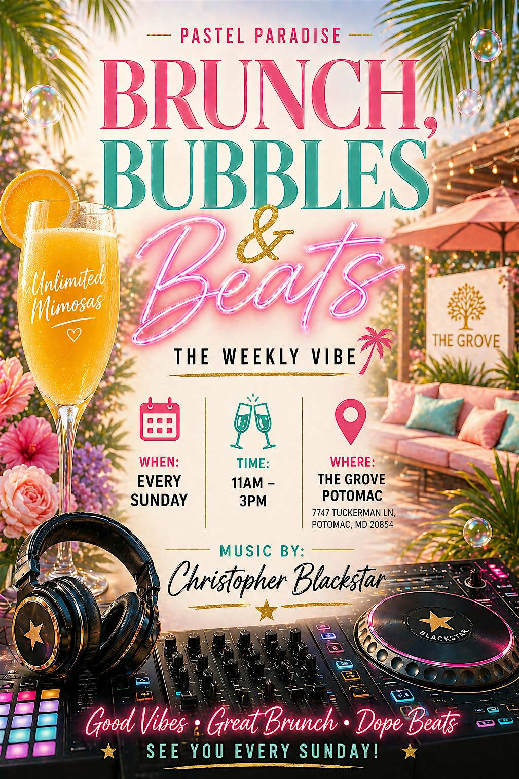 Brunch, Bubbles & Beats at The Grove Bar and Grill – Potomac, MD