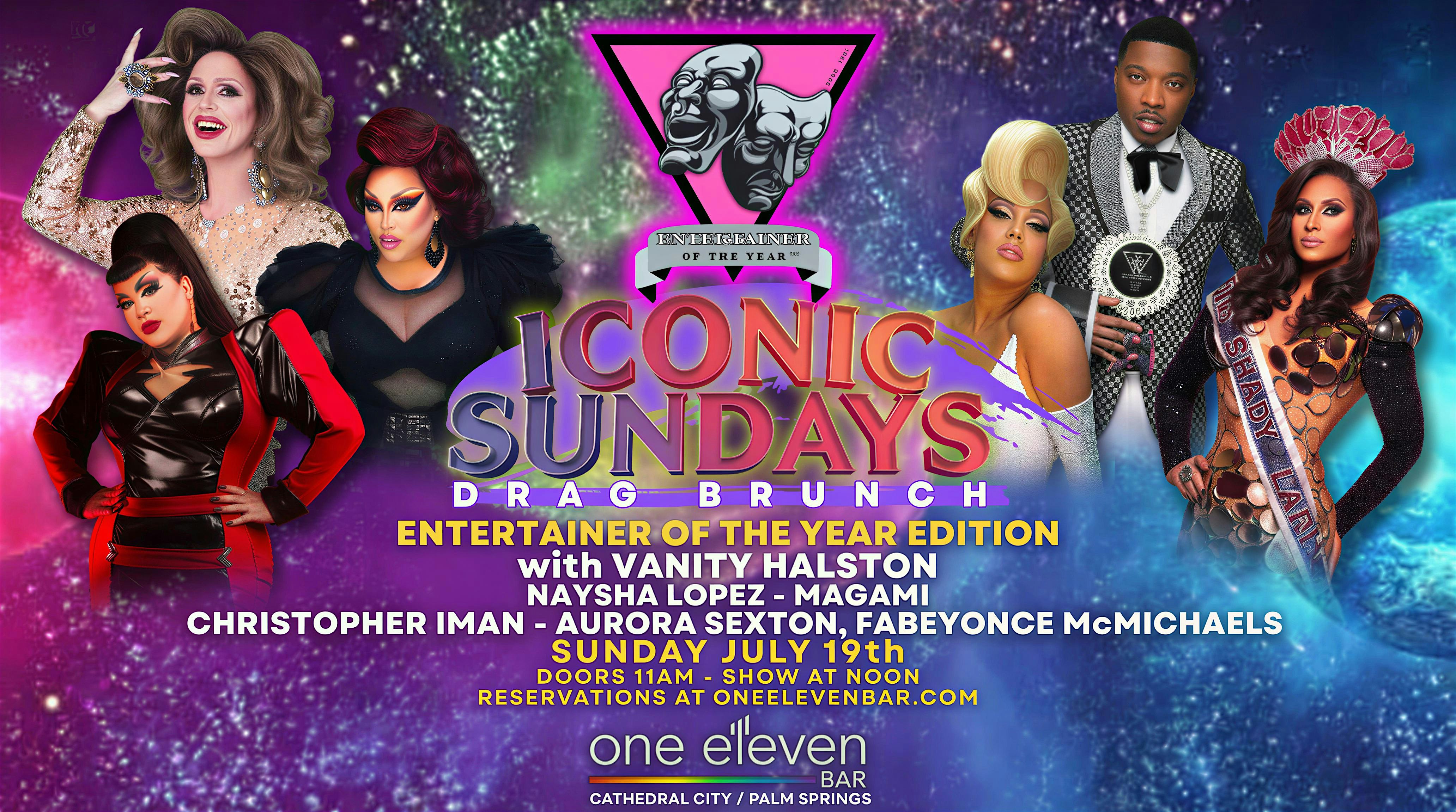I·CON·IC SUNDAYS Drag Brunch – July 19th at one eleven bar – Cathedral City, CA