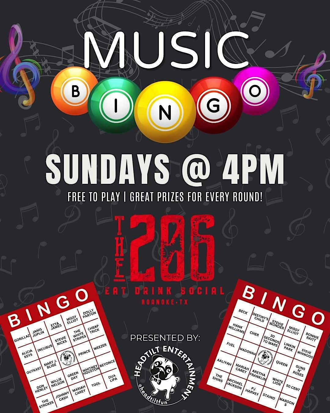 Music Bingo at The 206 at The 206 – Roanoke, TX