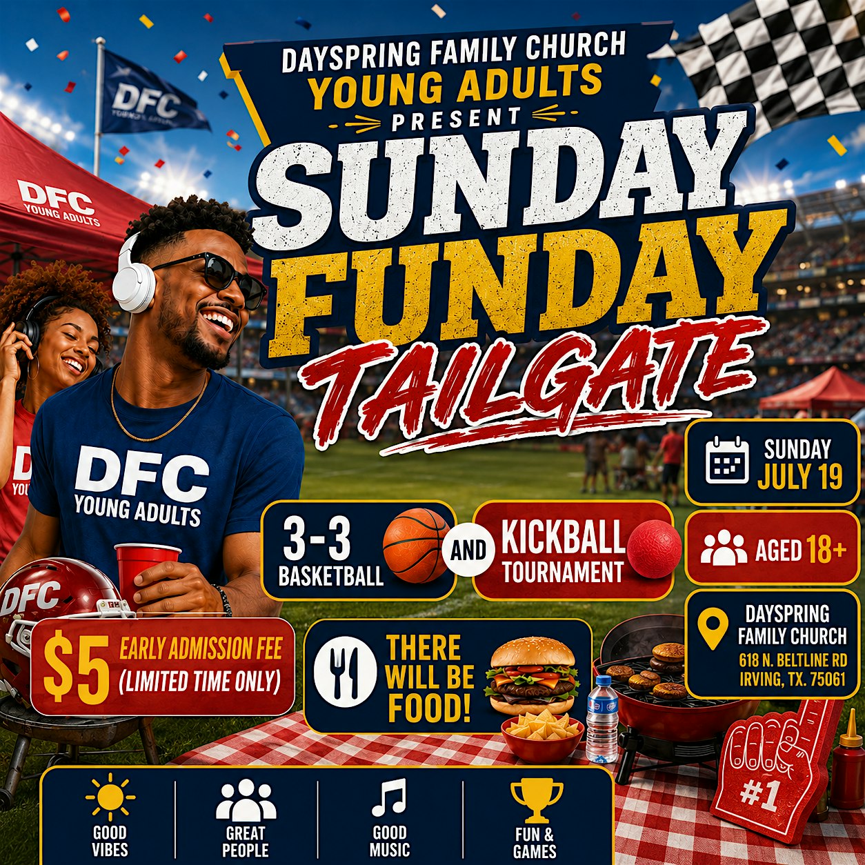 Sunday Funday Tailgate at Dayspring Family Church – Irving, TX