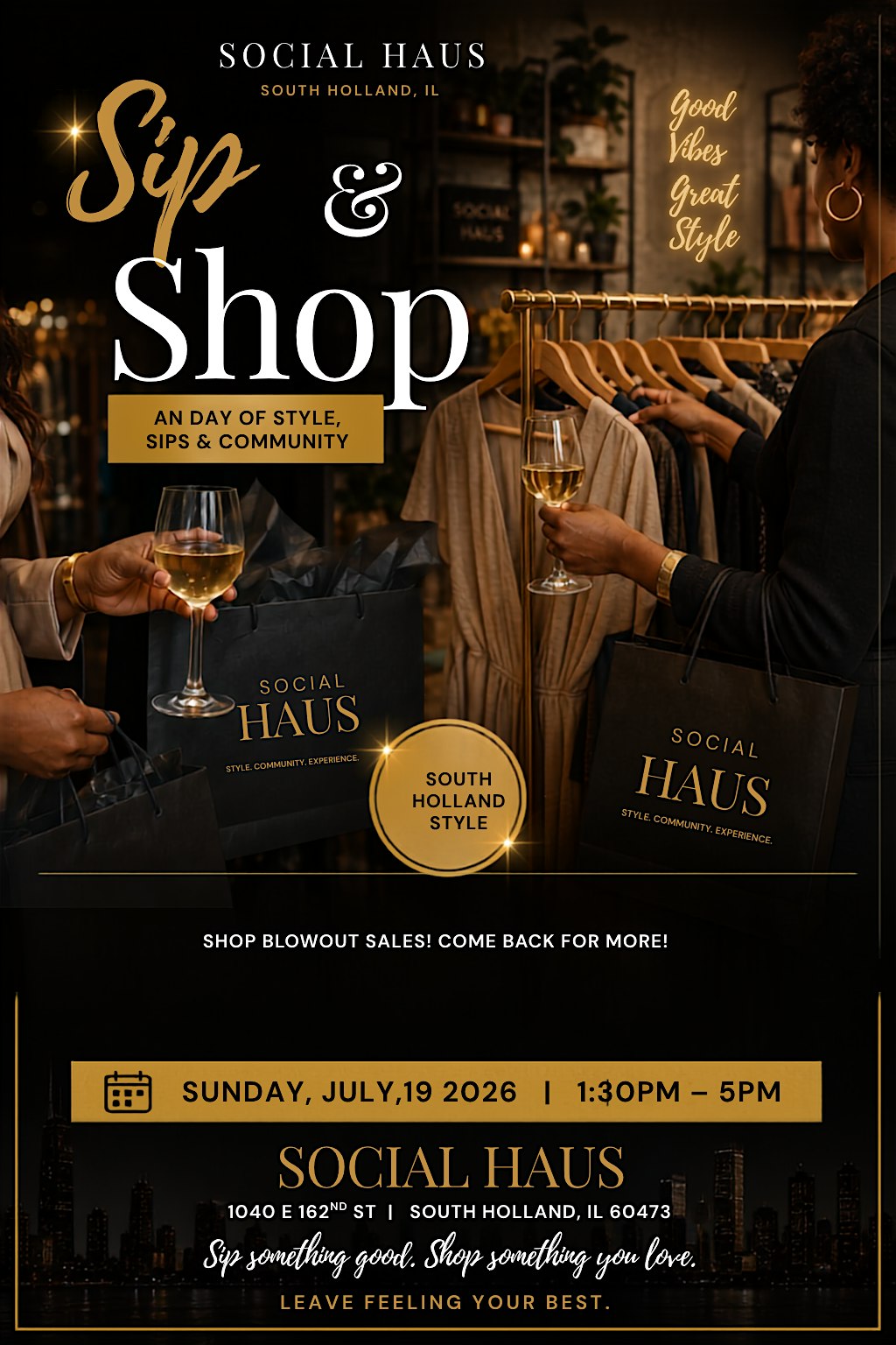 Sip and Shop Social Haus at Social Haus Luxury Men and Women Boutique – South Holland, IL