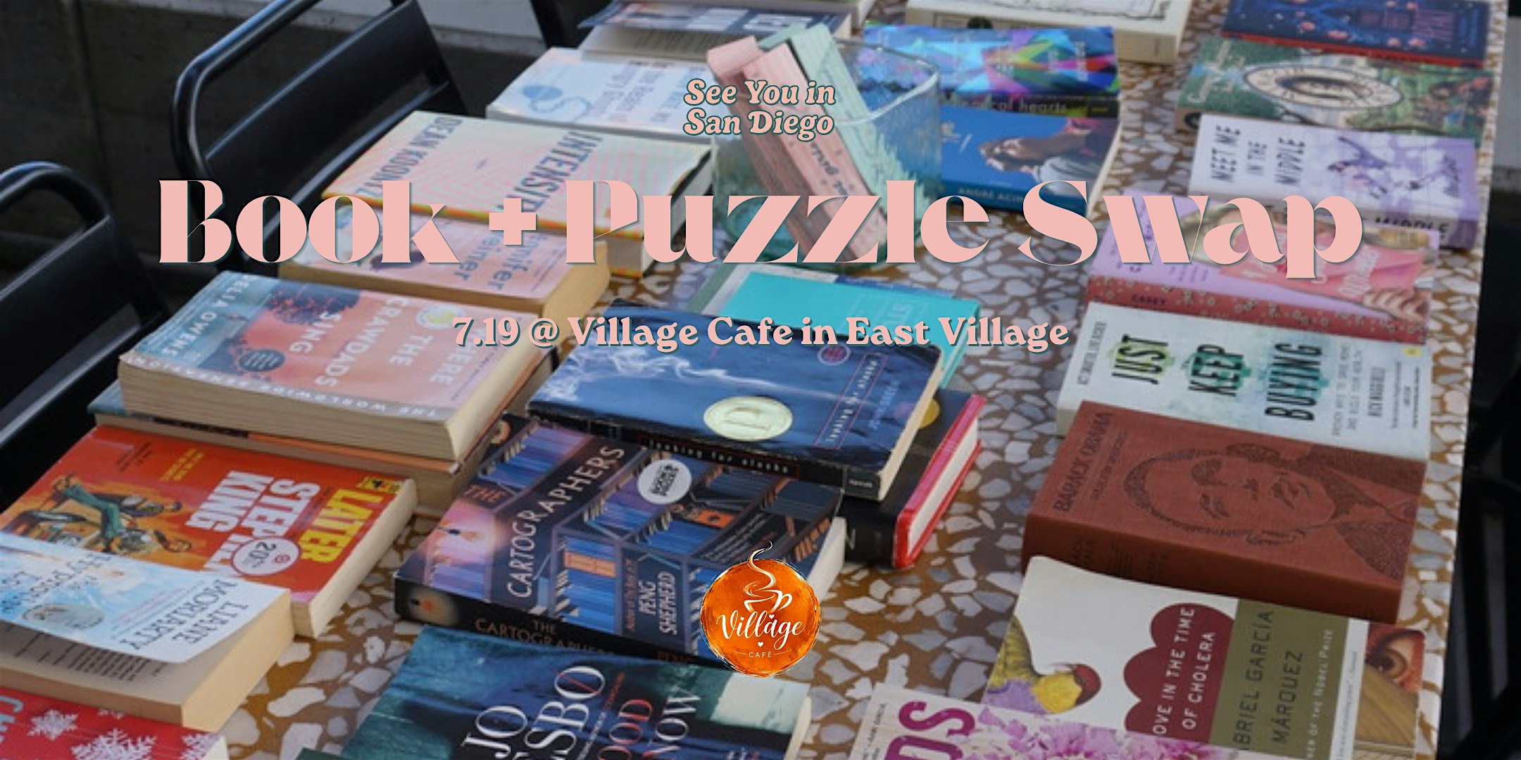 Book + Puzzle Swap at Village Cafe – San Diego, CA