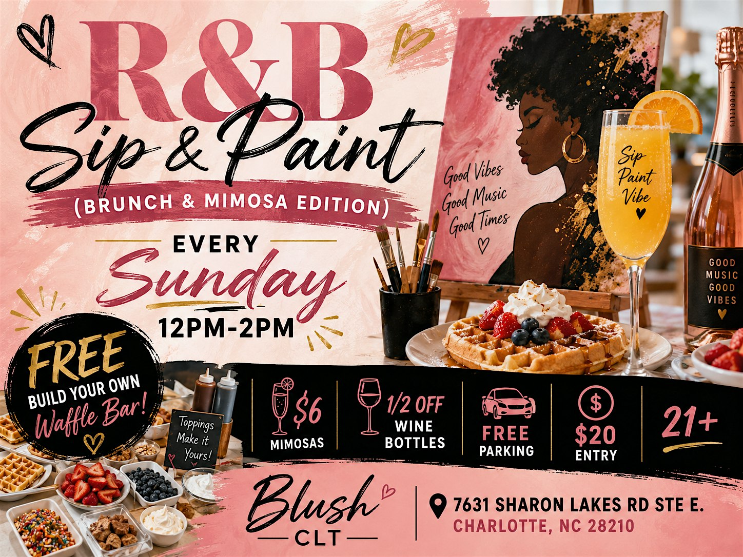 R&B Sip & Paint (Mimosa & Brunch Edition) at Blush CLT – Charlotte, NC