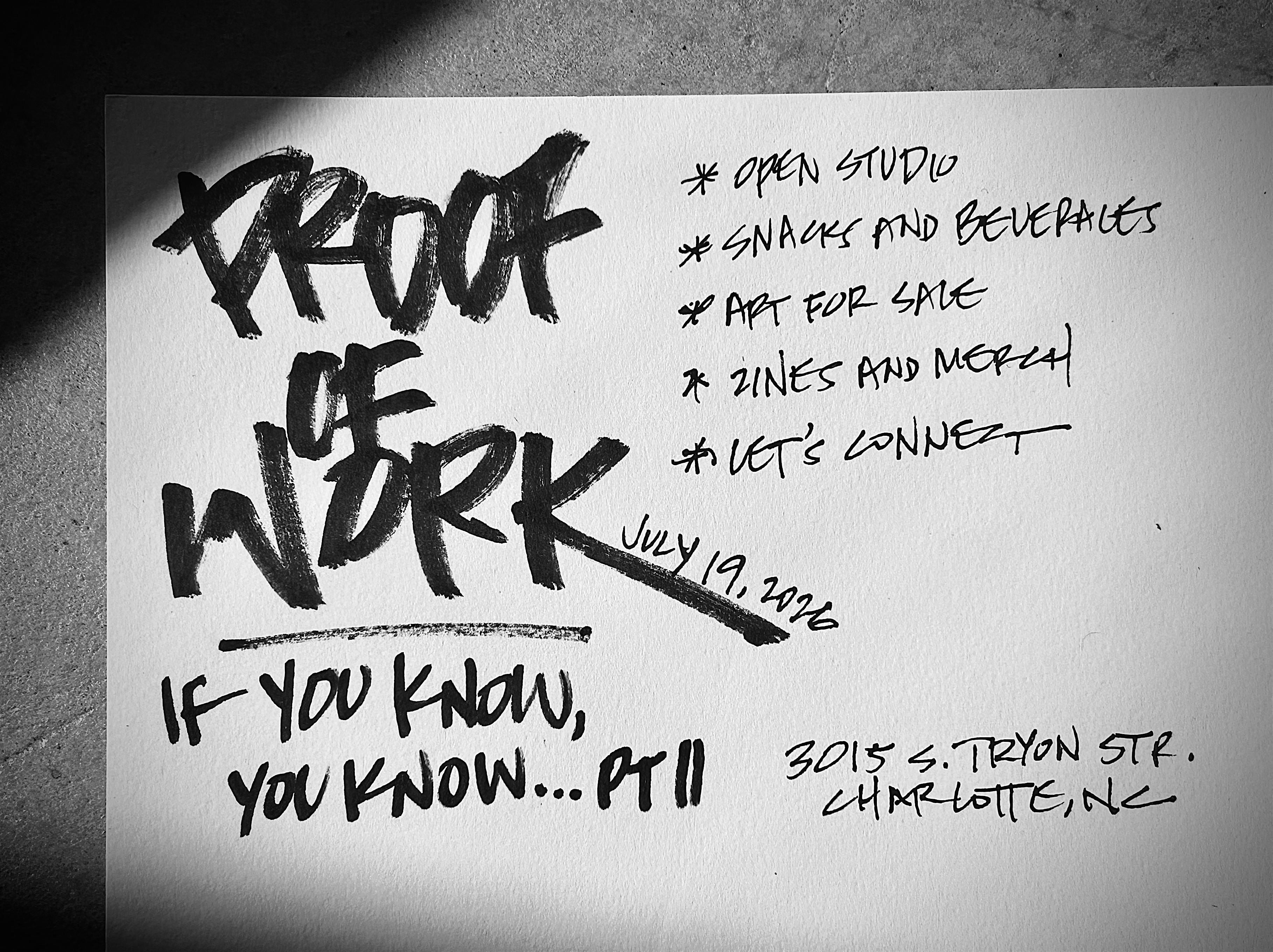 Proof Of Work: If You Know, You Know… Pt II at 3015 S Tryon St – Charlotte, NC