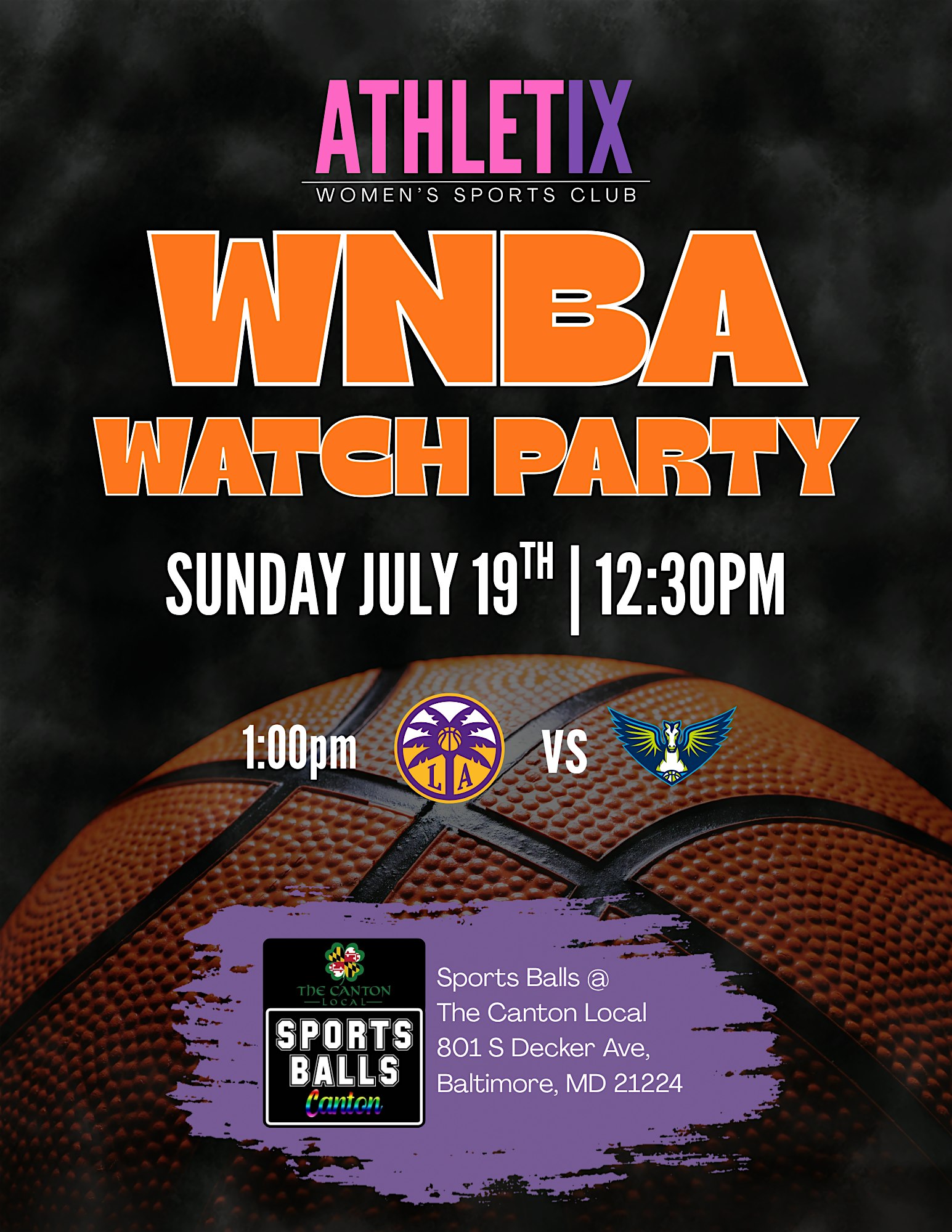 WNBA Watch Party July 19th 12:30pm at Sports Balls at The Canton Local – Baltimore, MD