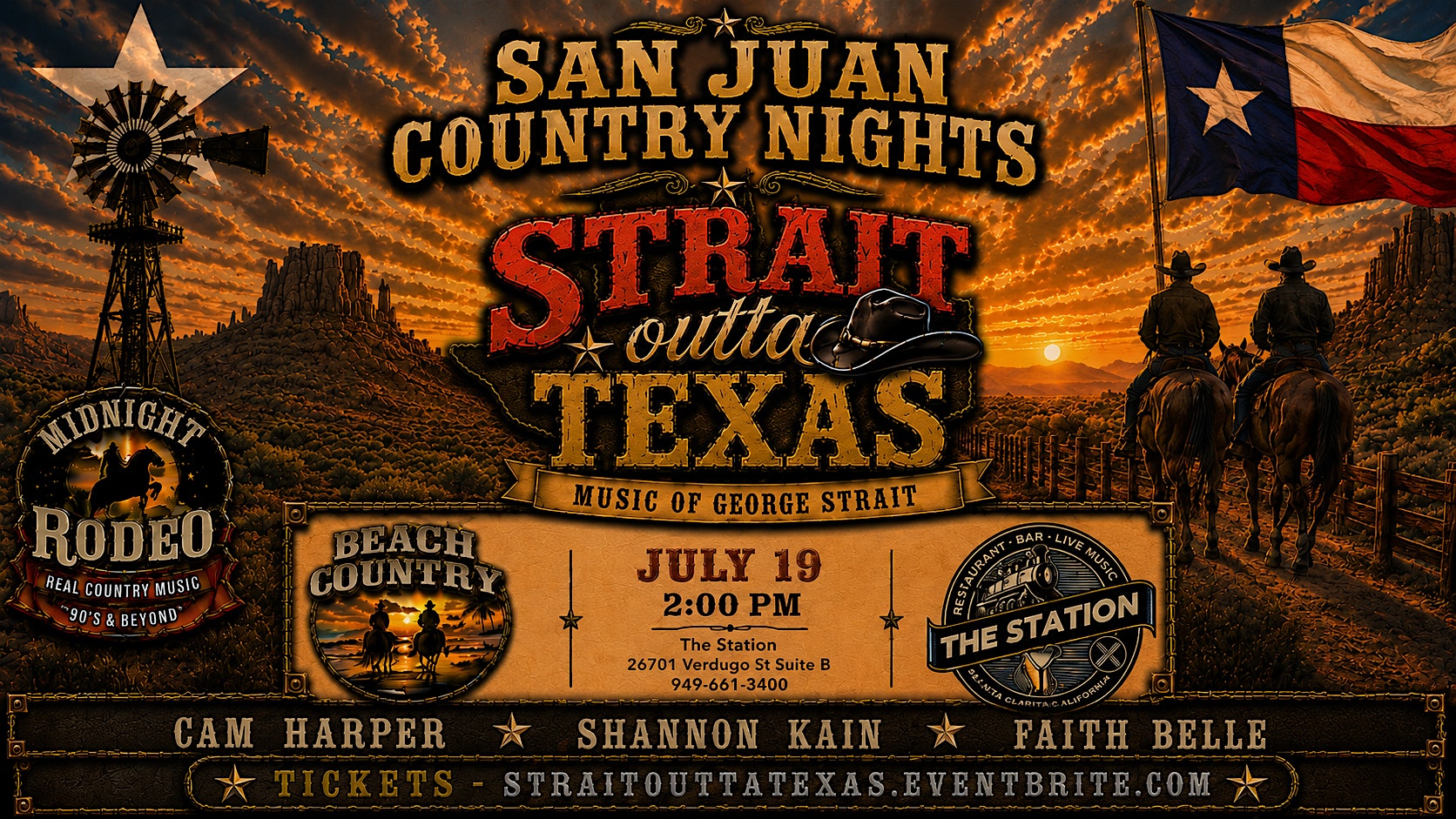 San Juan Country Nights ft George Strait Tribute-Strait Outta Texas at The Station – San Juan Capistrano, CA
