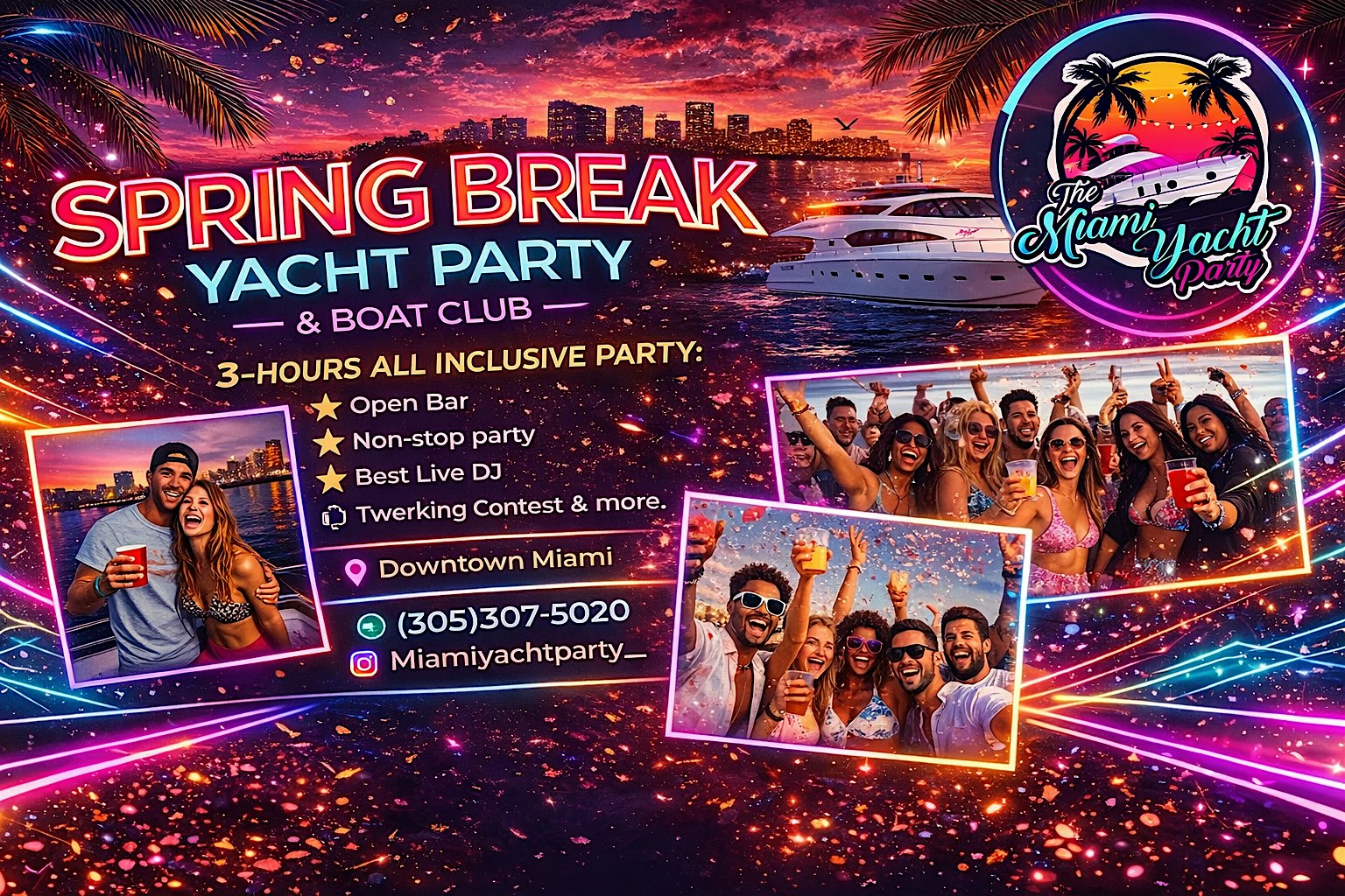 Miami Party Yacht Cruise – Hip-Hop, R&B & Latin Vibes | Open Bar + DJ at Downtown Miami, Fl – Miami, FL