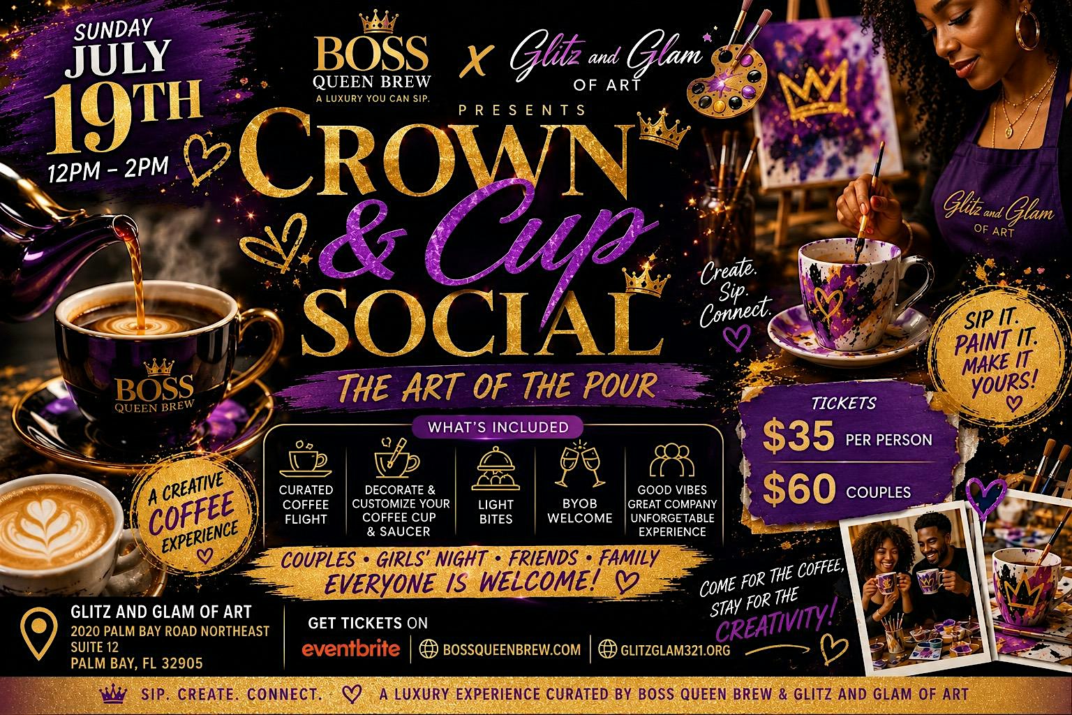 Crown And Cup Social: The Art Of The Pour at The Glitz & Glam of Art – Palm Bay, FL