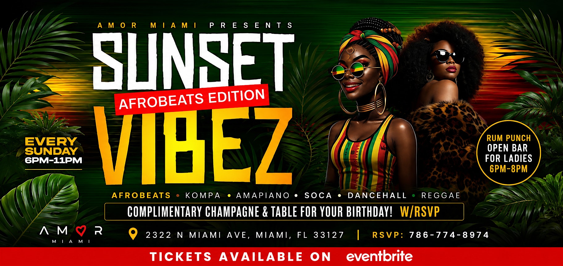 SUNSET VIBEZ: Afrobeats Edition @ Amor Miami at Amor Miami – Miami, FL