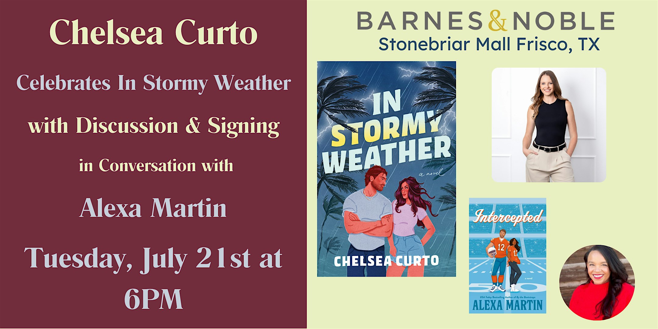 Chelsea Curto celebrates IN STORMY WEATHER at B&N-Frisco, TX at 2601 Preston Rd unit 1204 – Frisco, TX