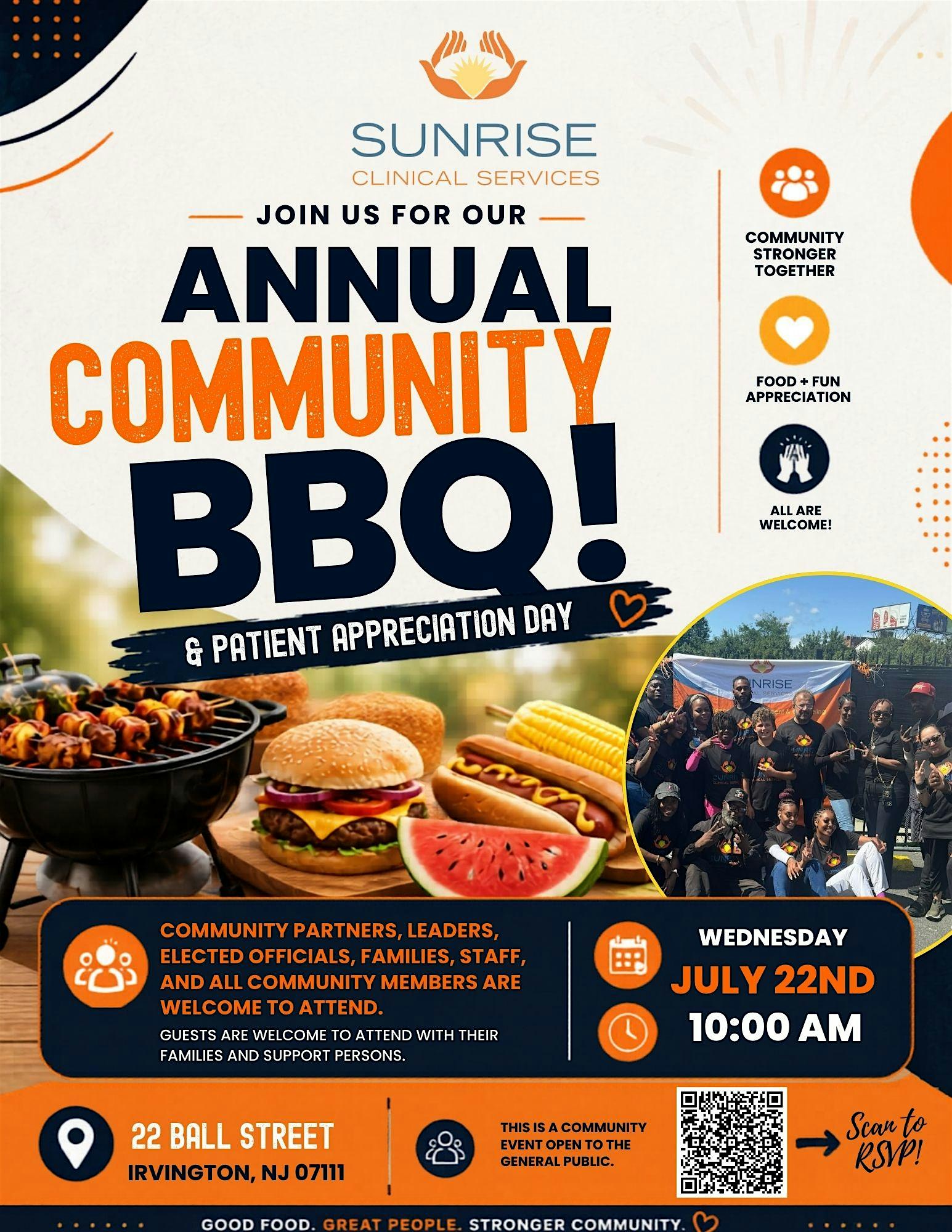 Sunrise Clinical Services – Patient Appreciation Day & Annual Community BBQ at Sunrise Clinical Services – Irvington, NJ