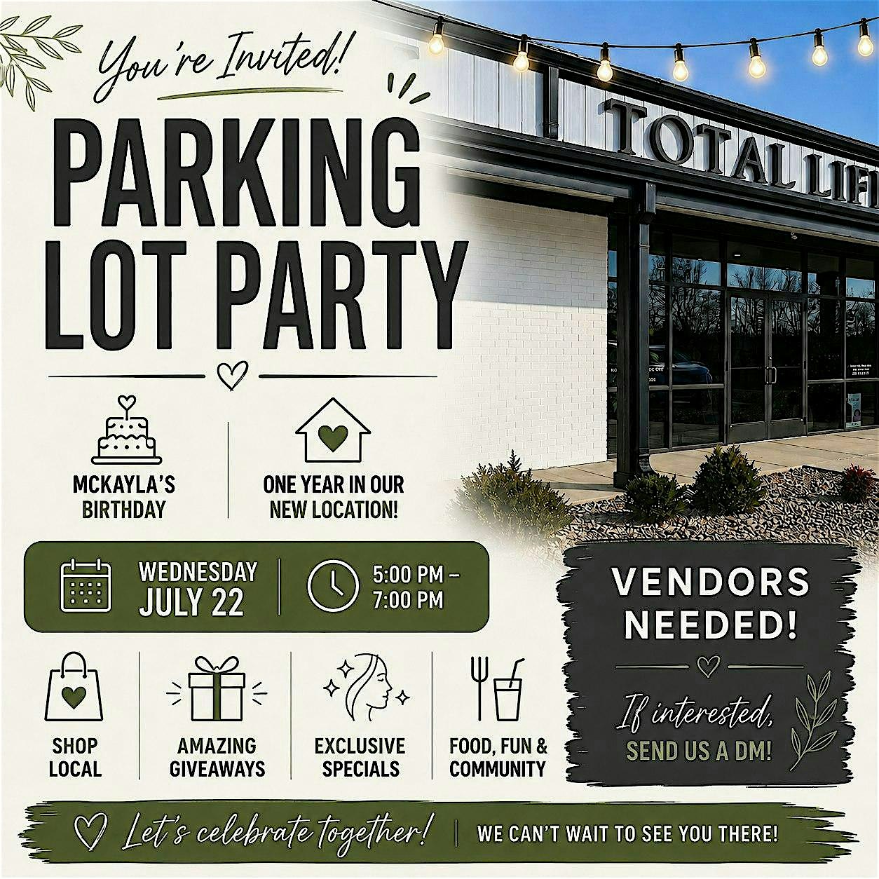 Total Life Parking Lot Party at 124 Ernest R. Kouma Blvd – Radcliff, KY