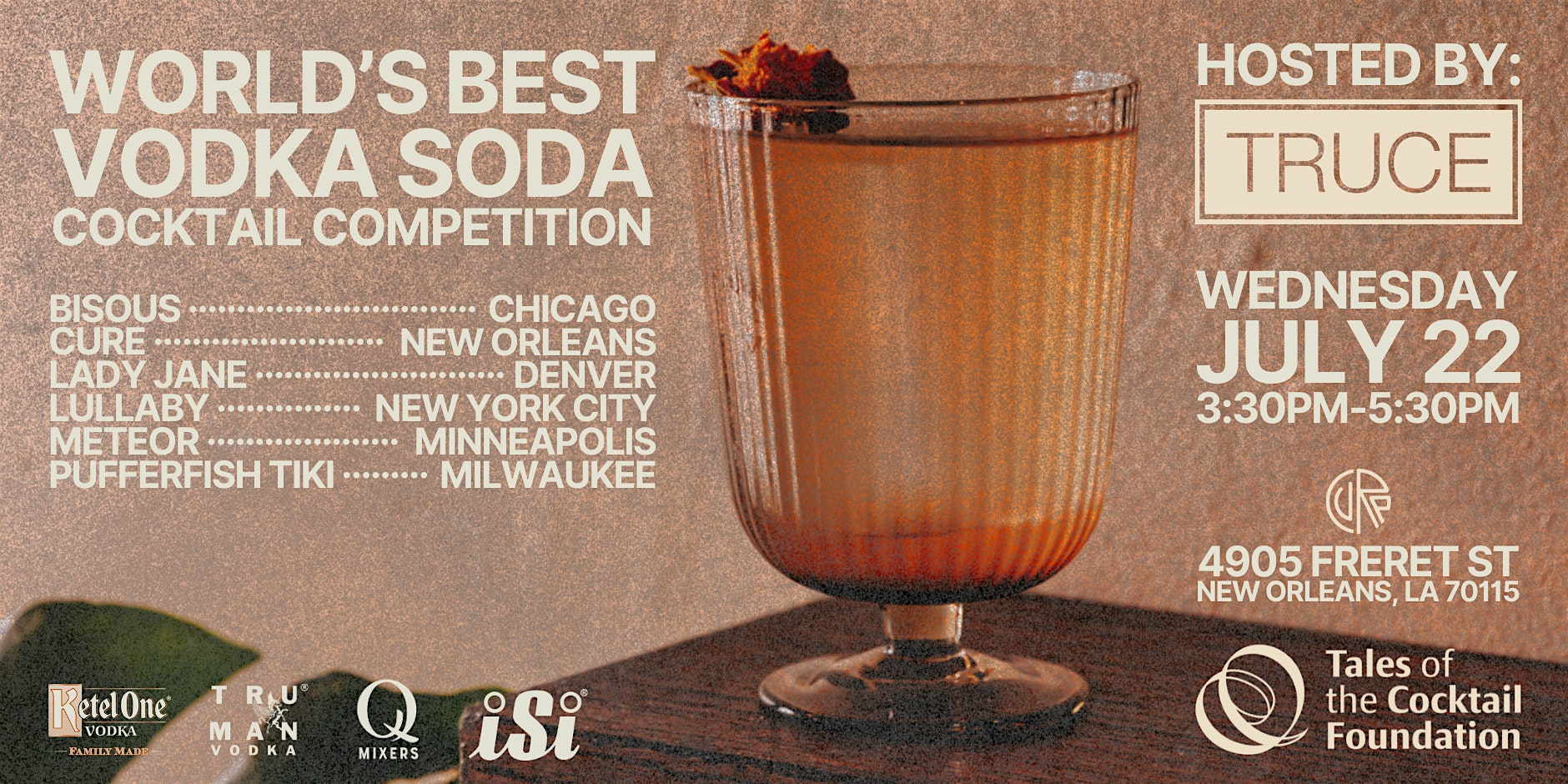 World’s Best Vodka Soda Cocktail Competition at Cure – New Orleans, LA