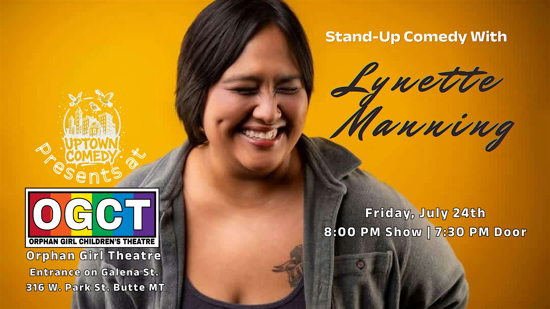 Comedy Night at The Orphan Girl with Lynette Manning at Orphan Girl Children’s Theatre – Butte, MT