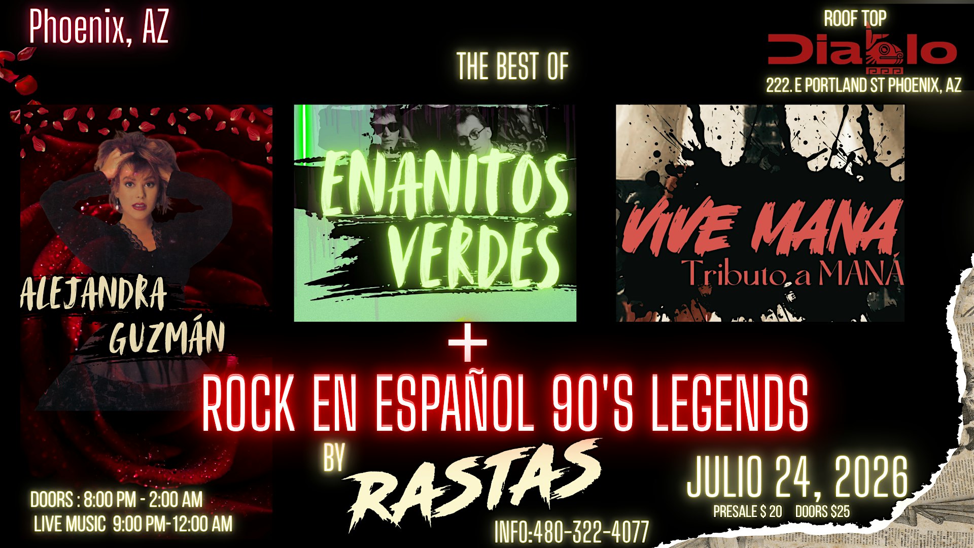 ROCK EN ESPAÑOL LEYENDAS de los 90’s at Diablo Rooftop – Phoenix, AZ
