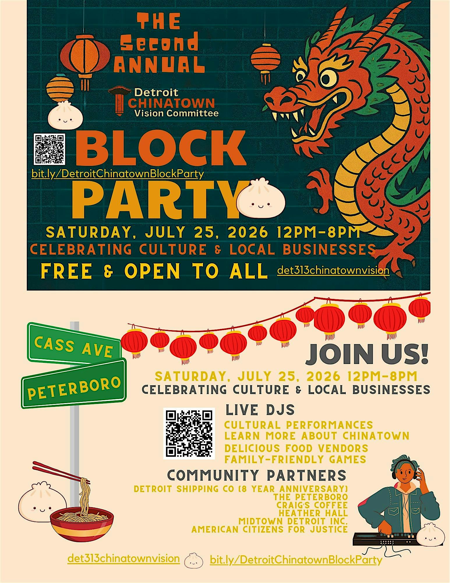 Second Annual Chinatown Block Party at “Welcome to Detroit Chinatown” Kiosk – Detroit, MI