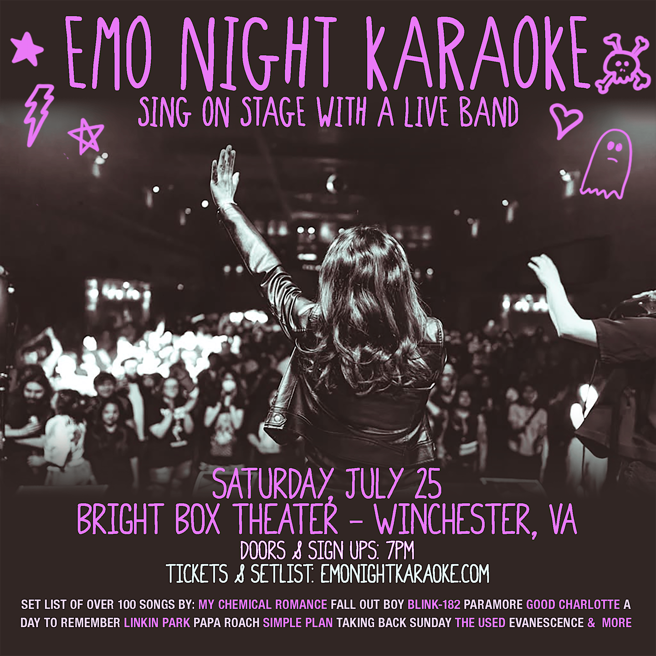 Emo Night Karaoke 7/25 @ Bright Box Theater at Bright Box Theater – Winchester, VA