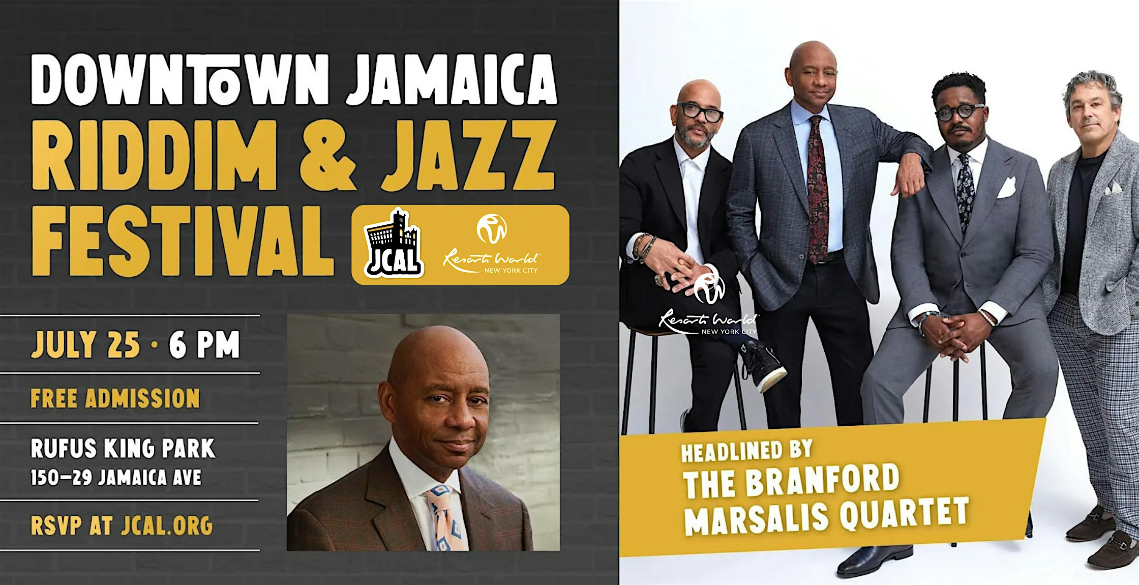 Downtown Jamaica Riddim and Jazz Festival: The Branford Marsalis Quartet at Rufus King Park – Queens, NY