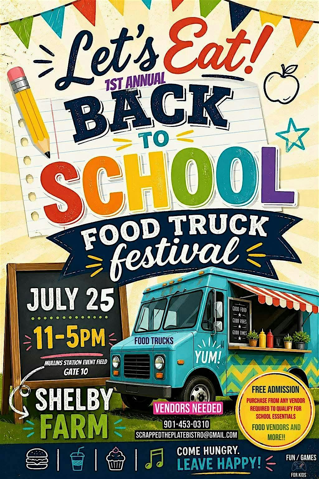 1st Annual Back To School Food Truck Festival at Shelby Farms Park Gate 10 – Memphis, TN