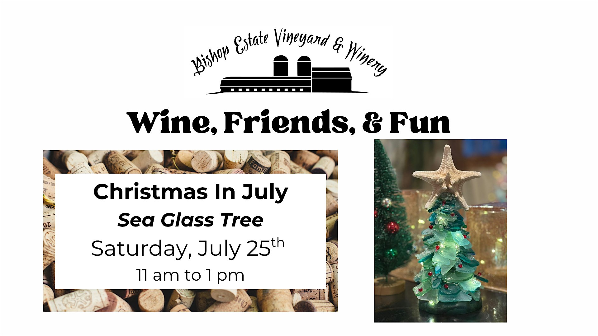 Wine, Friends, & Fun: Christmas In July Sea Glass Tree at Bishop Estate Vineyard and Winery – Perkasie, PA