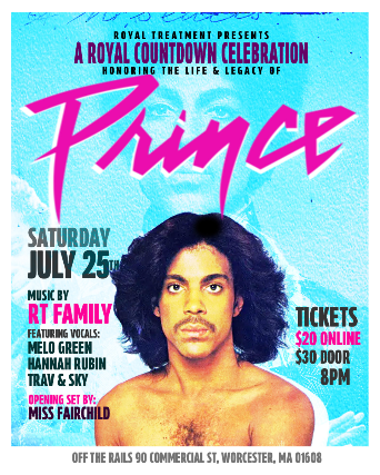 Royal Treatment Presents A Royal Countdown Celebration Honoring The Life and Legacy of Prince at Off The Rails Music Venue – Worcester, MA