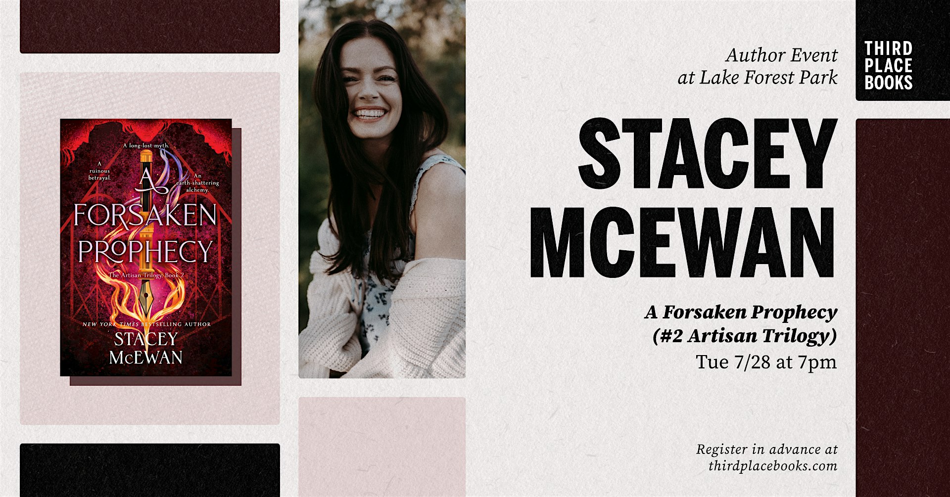 Stacey McEwan presents ‘A Forsaken Prophecy’ at Third Place Books – Lake Forest Park, WA