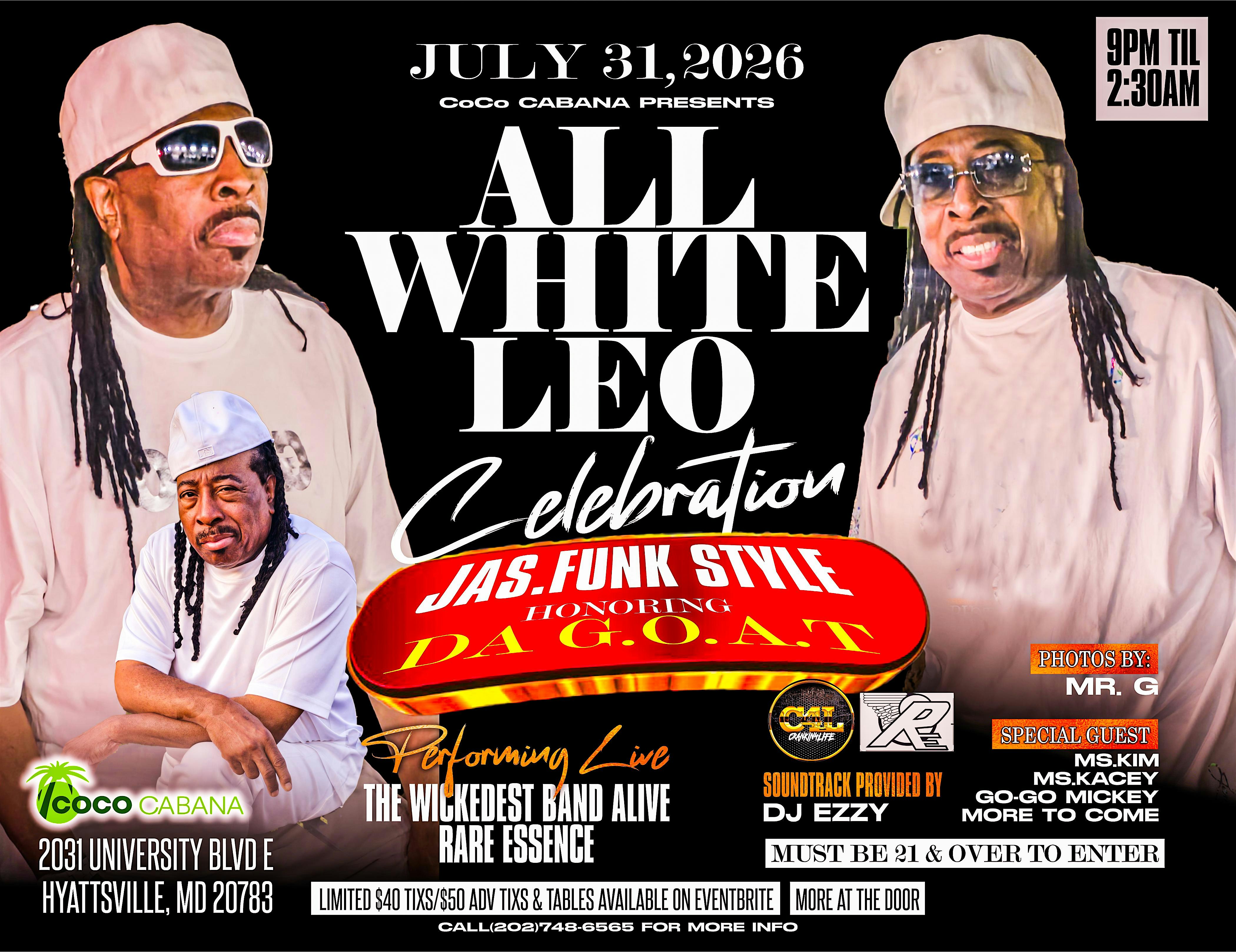 RARE ESSENCE FT.JAS FUNK – ALL WHITE LEO CELEBRATION at Coco Cabana – Adelphi, MD