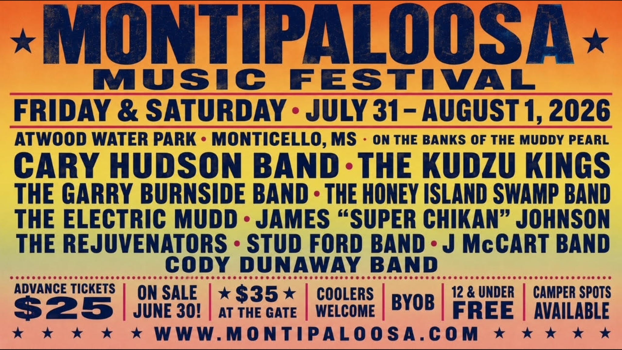 Montipaloosa Music Festival at Atwood Water Park – Monticello, MS