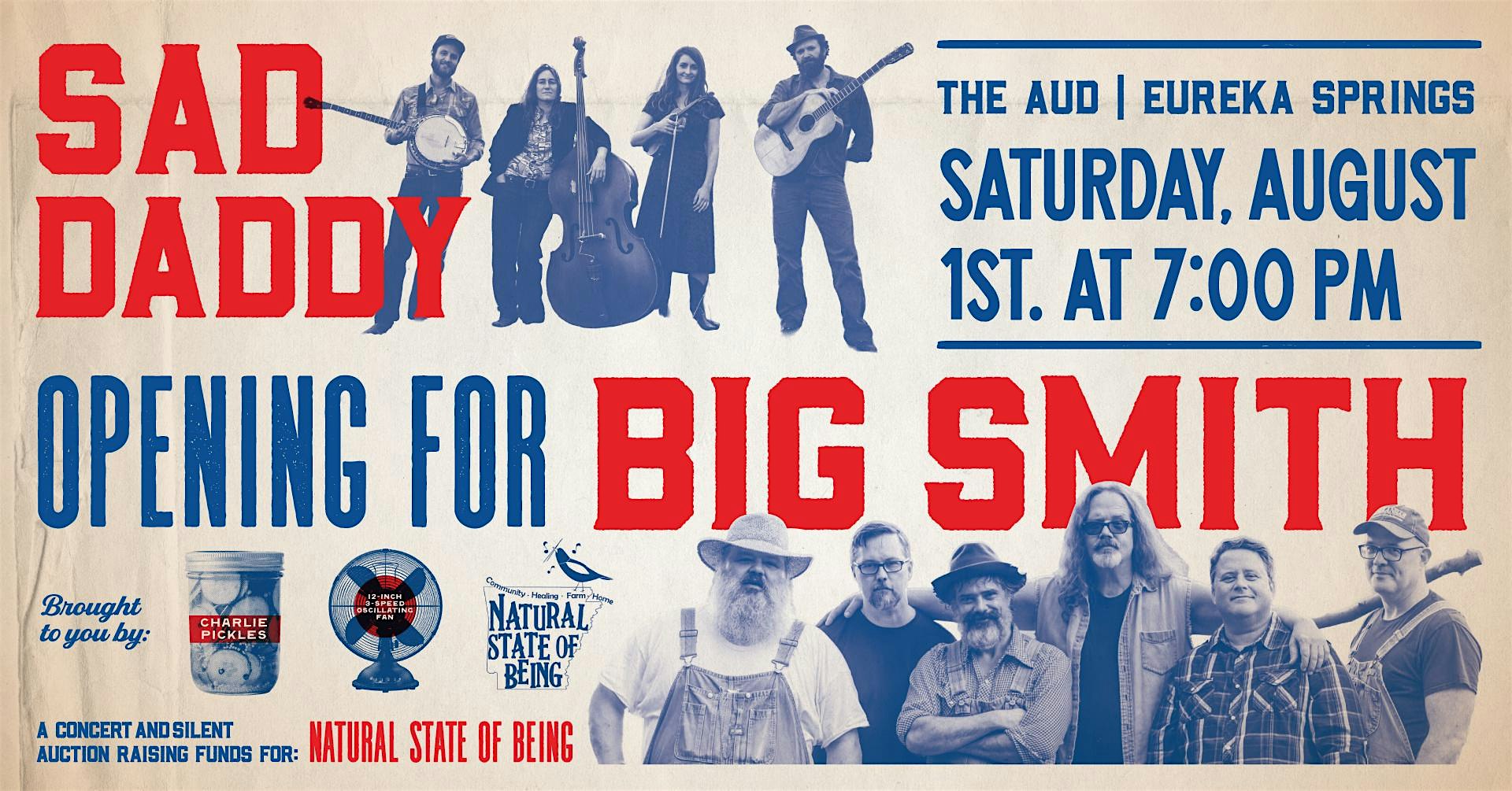 Natural State of Being Concert + Silent Auction – Big Smith and Sad Daddy at City Auditorium – Eureka Springs, AR