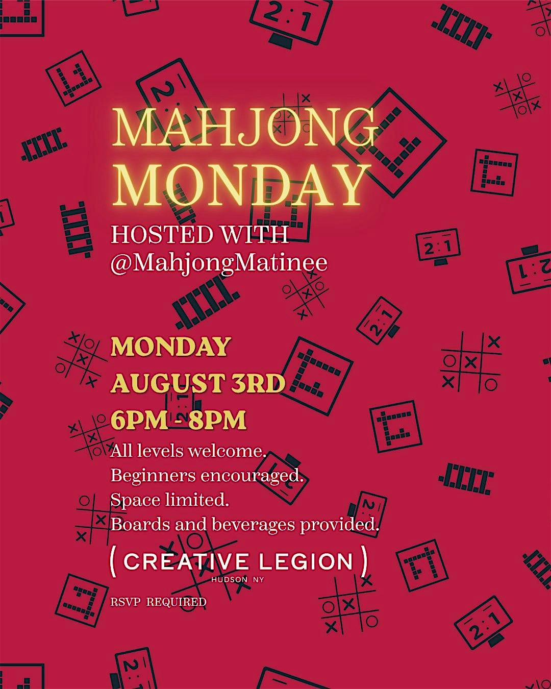 Mahjong Monday at (Creative Legion) at (Creative Legion) – Hudson, NY
