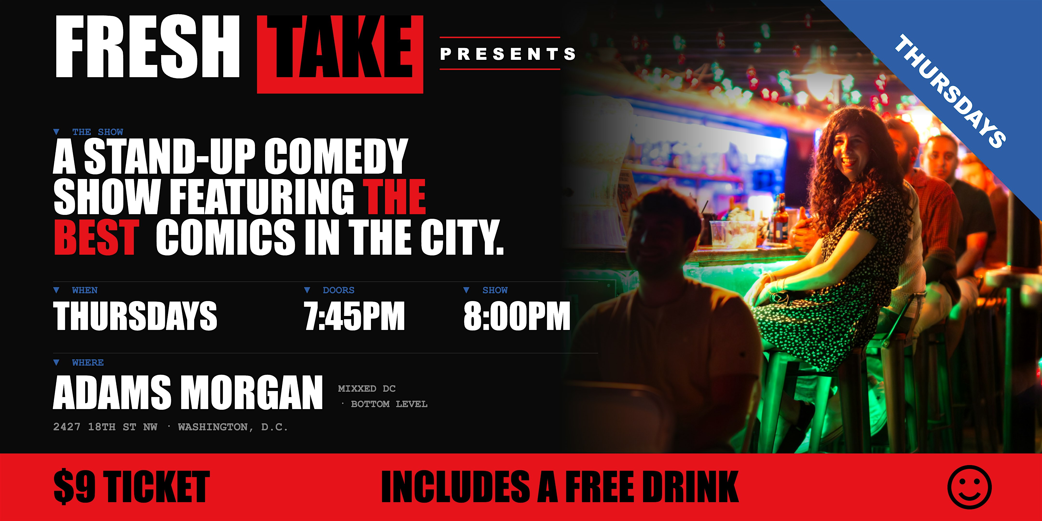 Stand-Up Comedy in Adams Morgan | Better Than Happy Hour | Fresh Take at 2427 18th St NW – Washington, DC