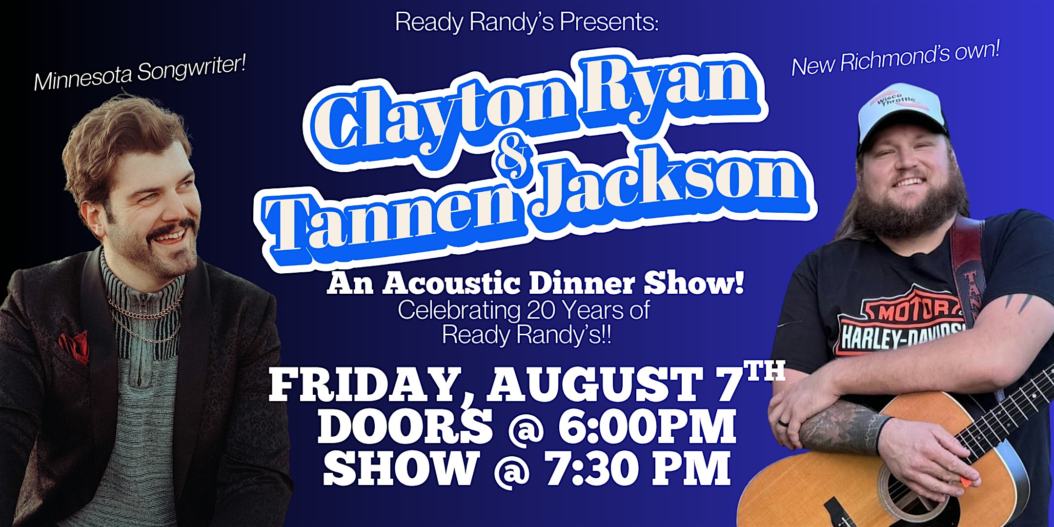 Ready Randy’s 20th Anniversary with Clayton Ryan & Tannen Jackson at Ready Randy’s Sports Bar & Grill – New Richmond, WI