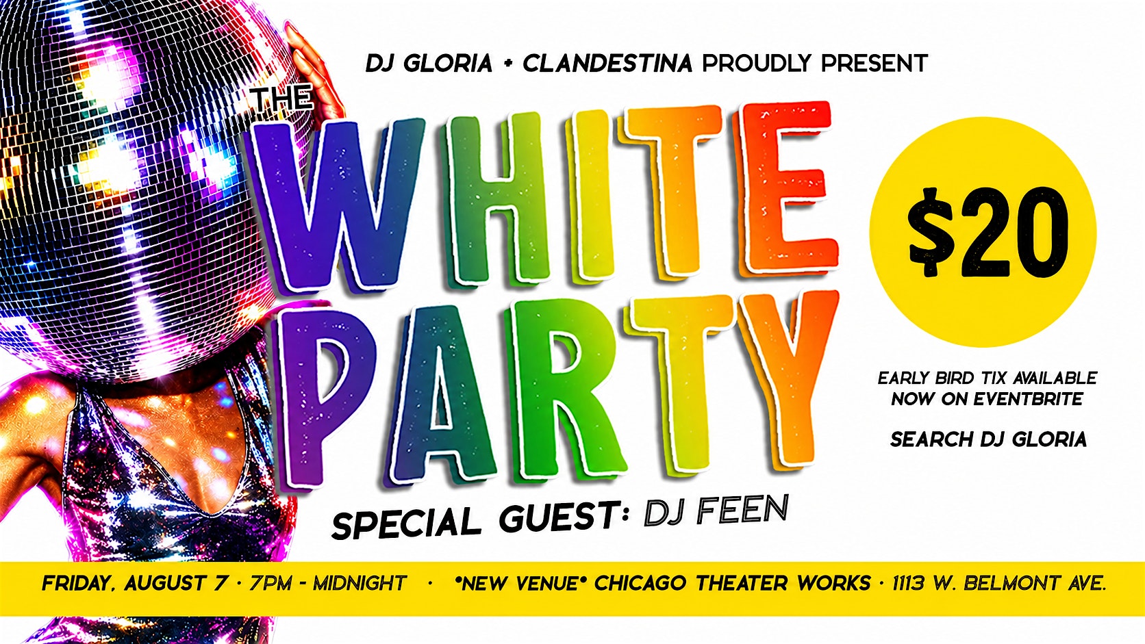 THE WHITE PARTY – DJ GLORIA & CLANDESTINA CHICAGO at Chicago Theater Works – Chicago, IL