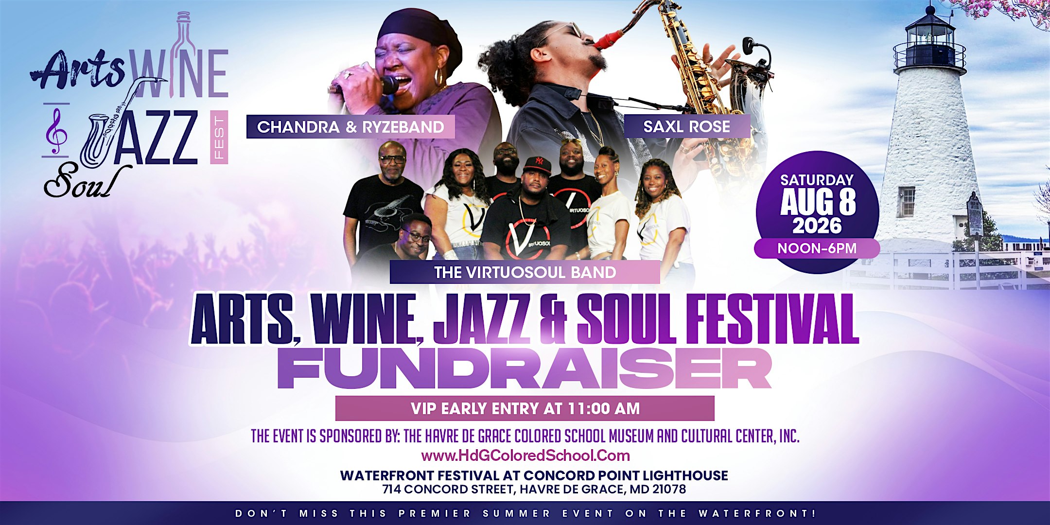 9th Annual Arts, Wine, Jazz & Soul Festival at Concord Point Lighthouse Keeper’s House – Havre de Grace, MD