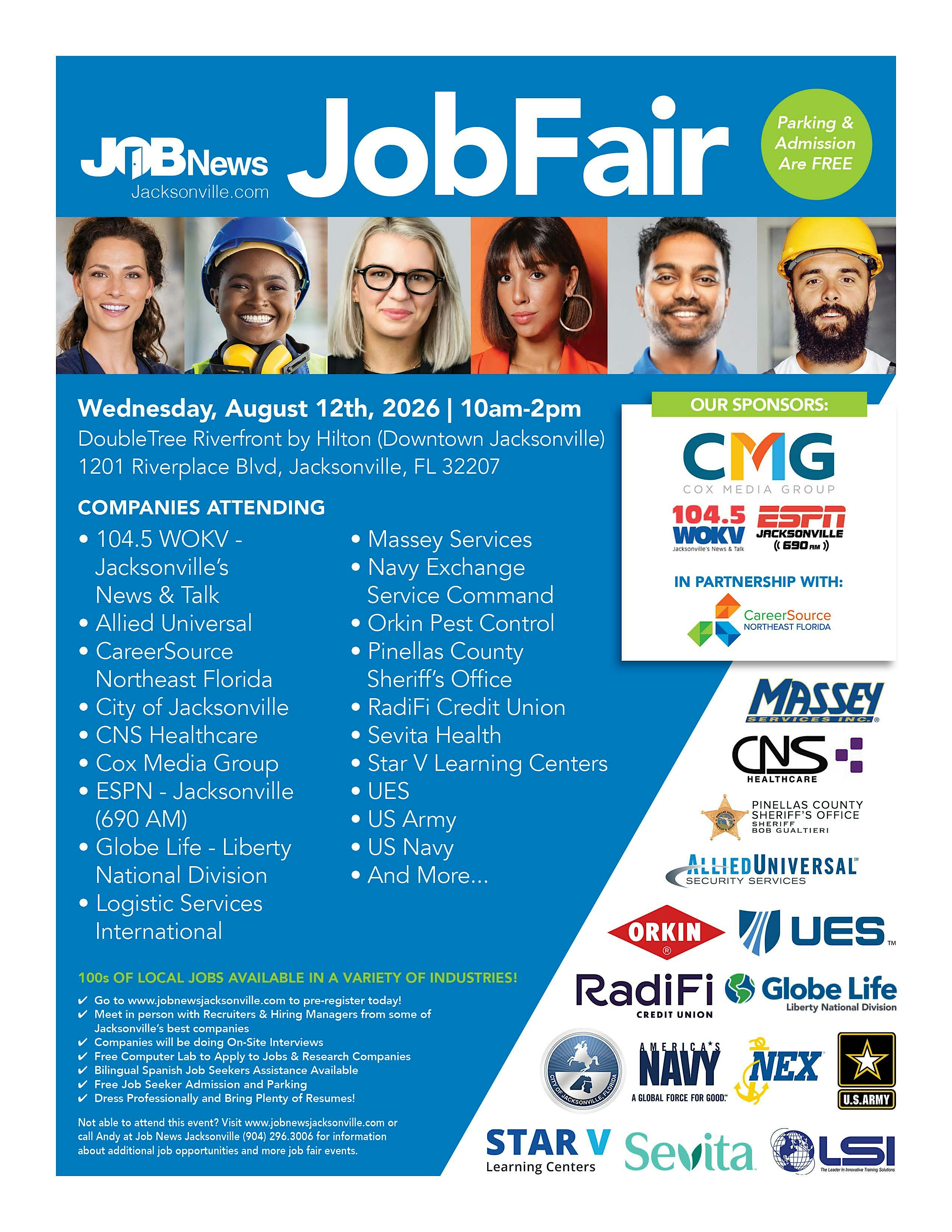 Job News Jacksonville Job Fair | Multi-Industry Hiring Event at DoubleTree by Hilton Jacksonville Riverfront – Jacksonville, FL