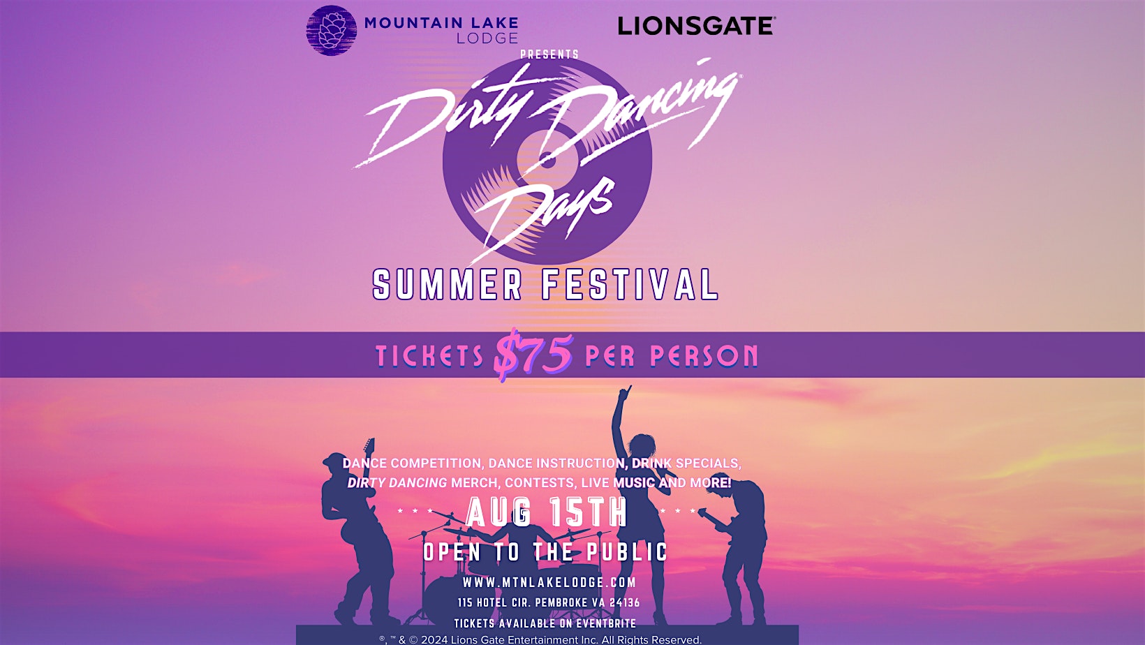 Dirty Dancing Days: Summer Festival 2026 at Mountain Lake Lodge – Pembroke, VA