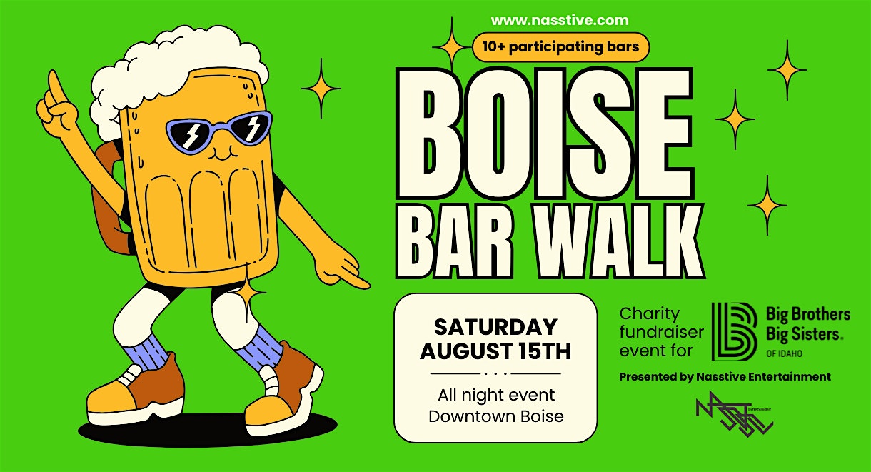 Boise Bar Walk – 10+ participating bars – Downtown Boise – Sat. August 15th at Hap Hap Lounge – Boise, ID