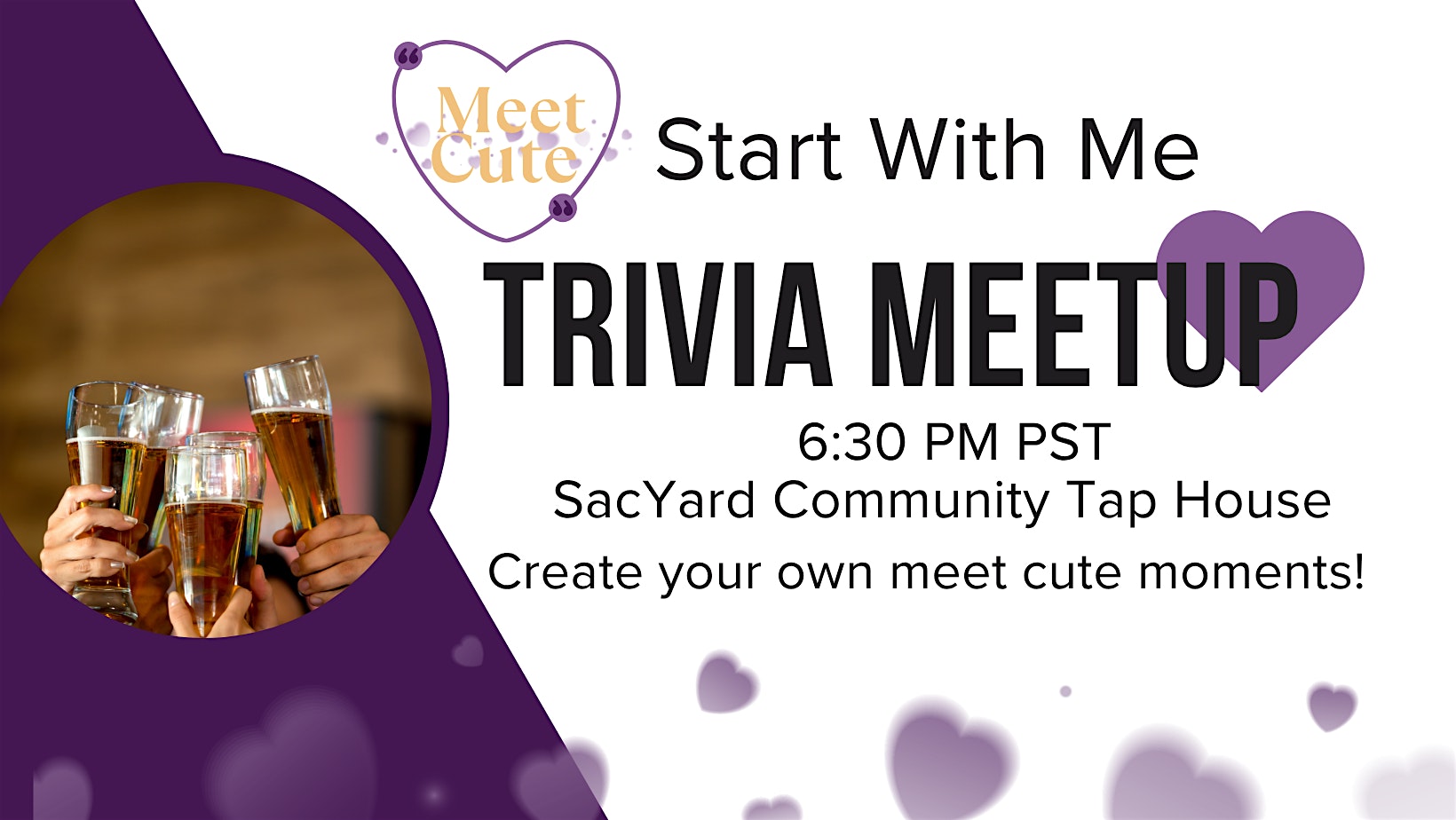 Start With Me: Singles Trivia Meetup 30s/40s Sacramento at SacYard Community Tap House – Sacramento, CA