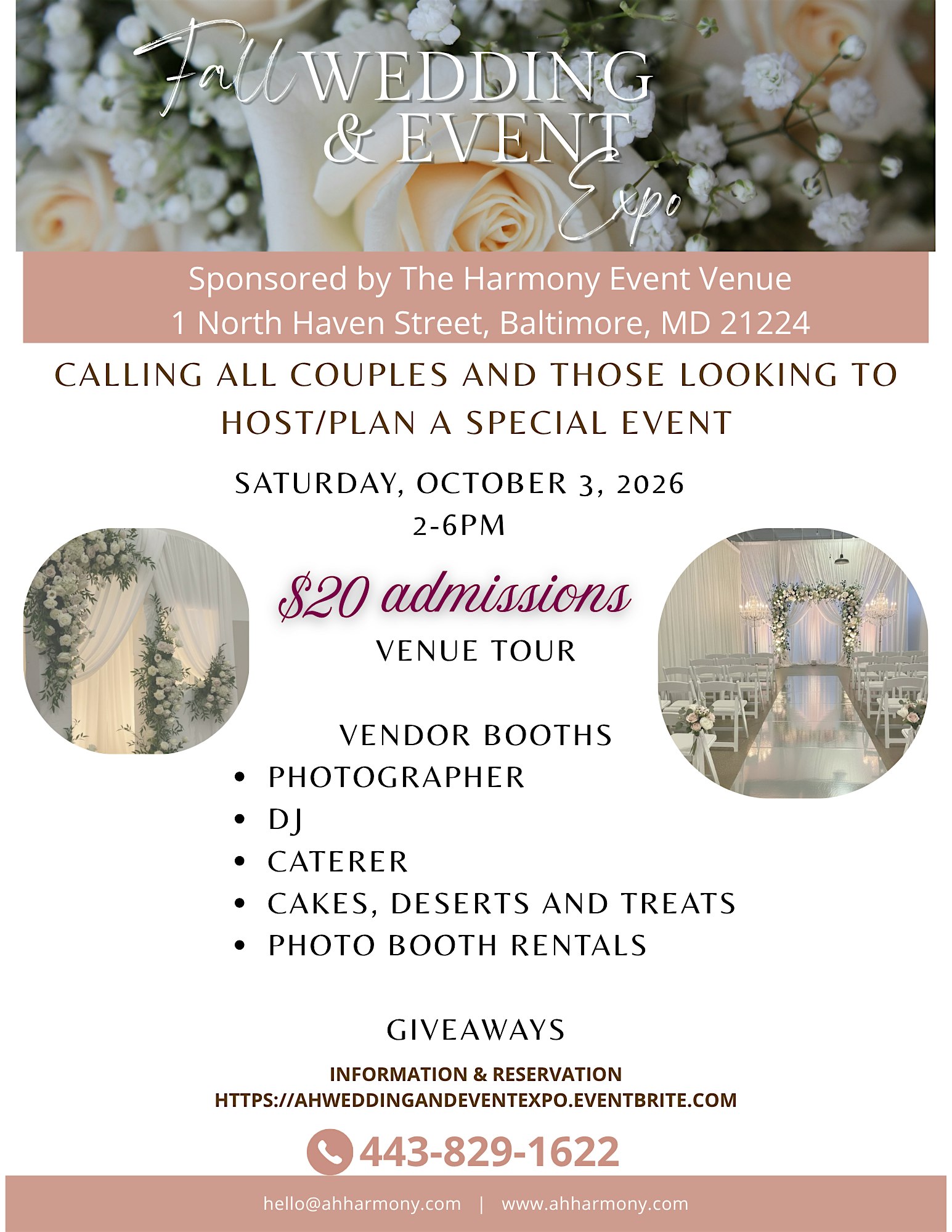 Fall Wedding and Event Expo at The Harmony Event Venue – Baltimore, MD