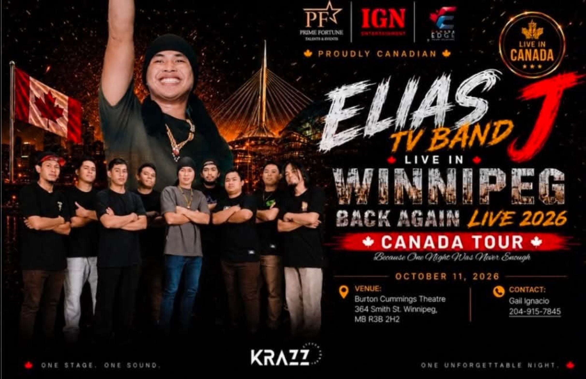 Elias J.TV Band at Burton Cummings Theatre – Winnipeg, Canada