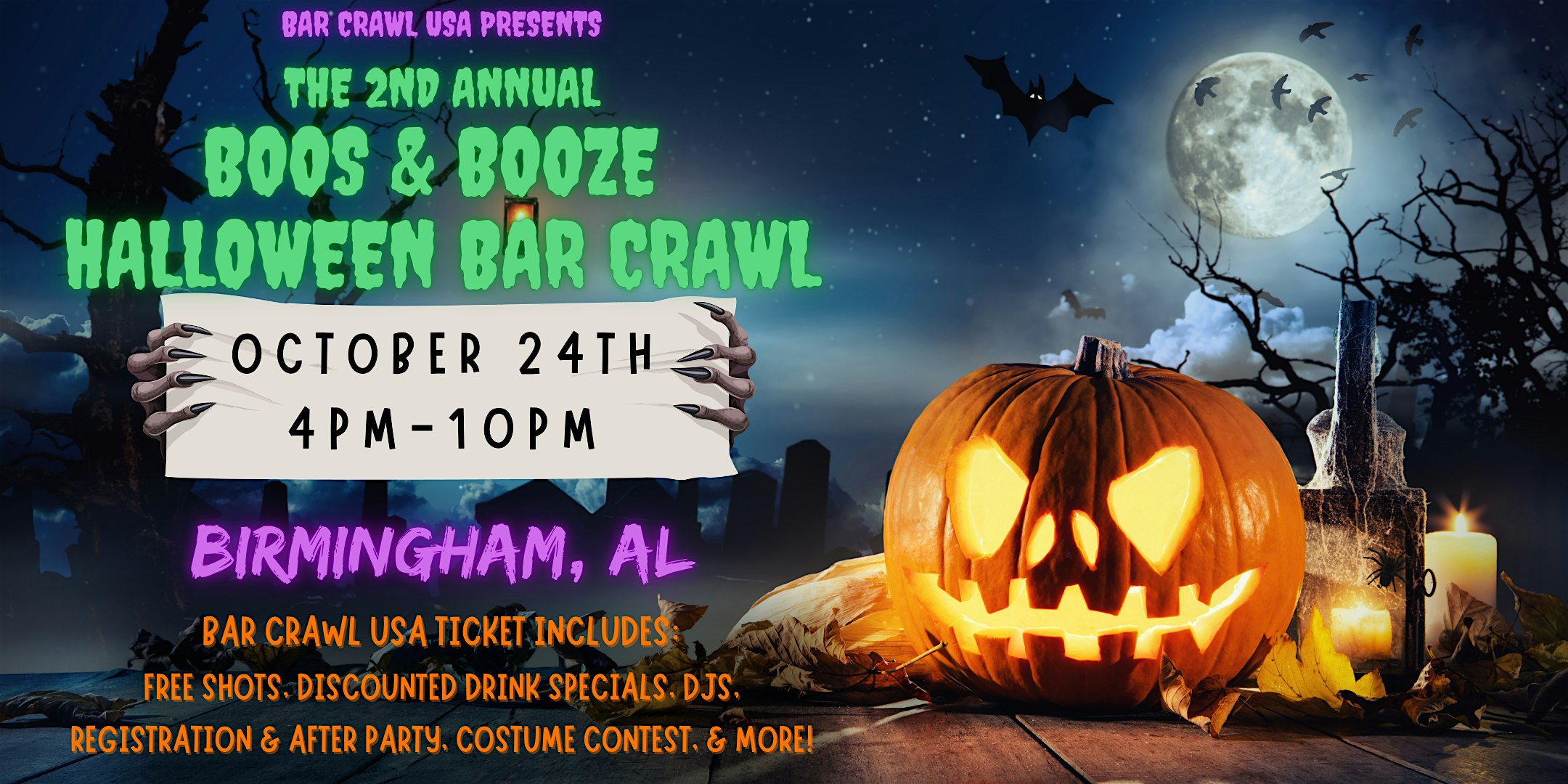 2nd Annual Birmingham Boos & Booze Halloween Bar Crawl, by Bar Crawl USA at The Mayor Bar – Birmingham, AL