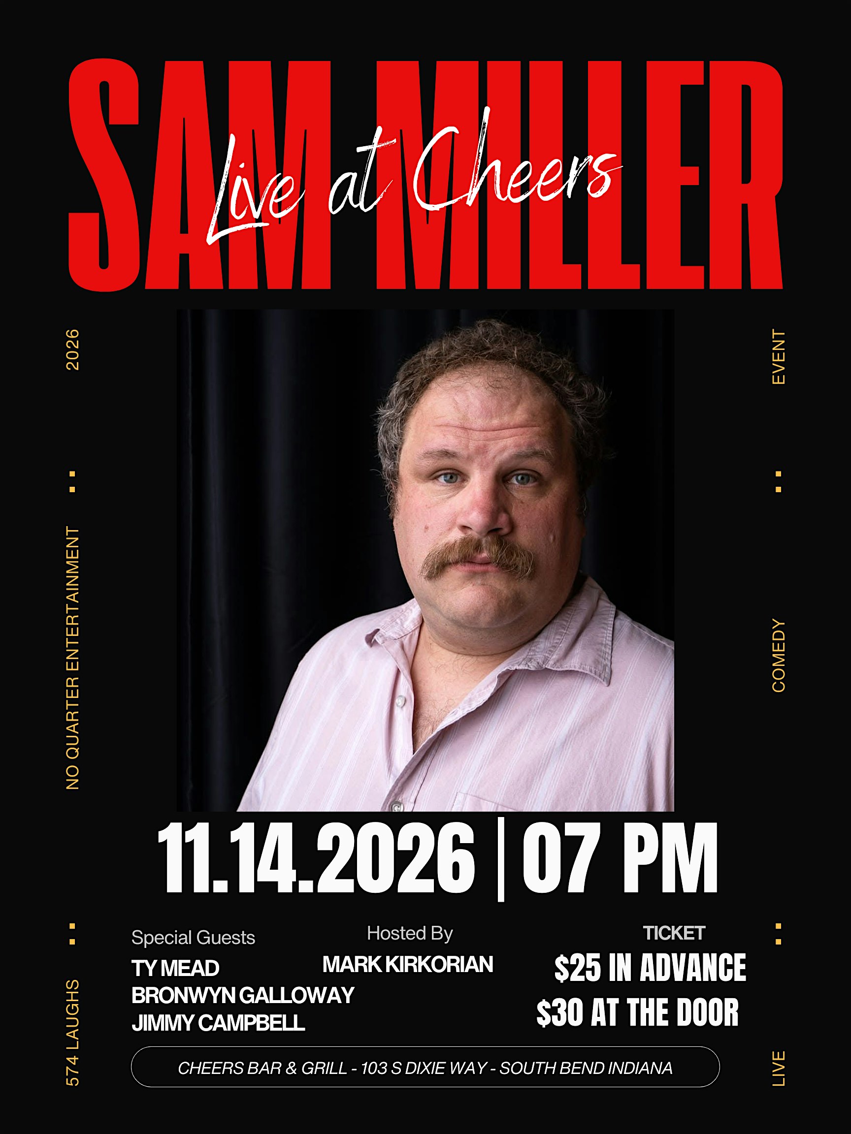 Sam Miller Live at Cheers! at Cheers Bar and Grill – South Bend, IN