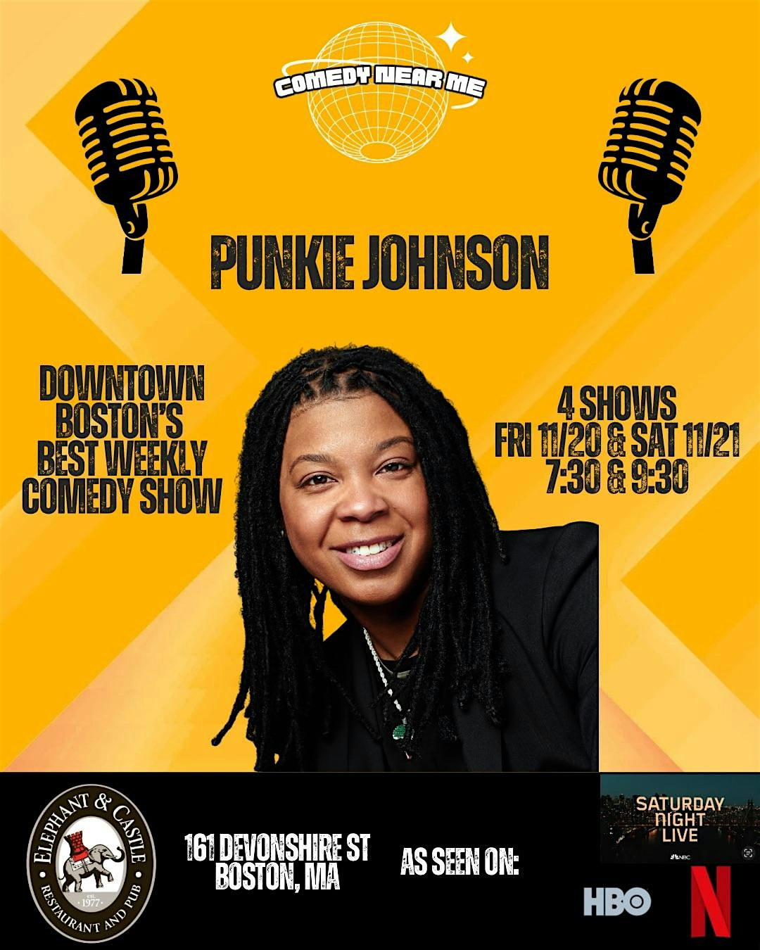 Comedy Night w/ Punkie Johnson @ Elephant & Castle at Elephant & Castle – Boston, MA