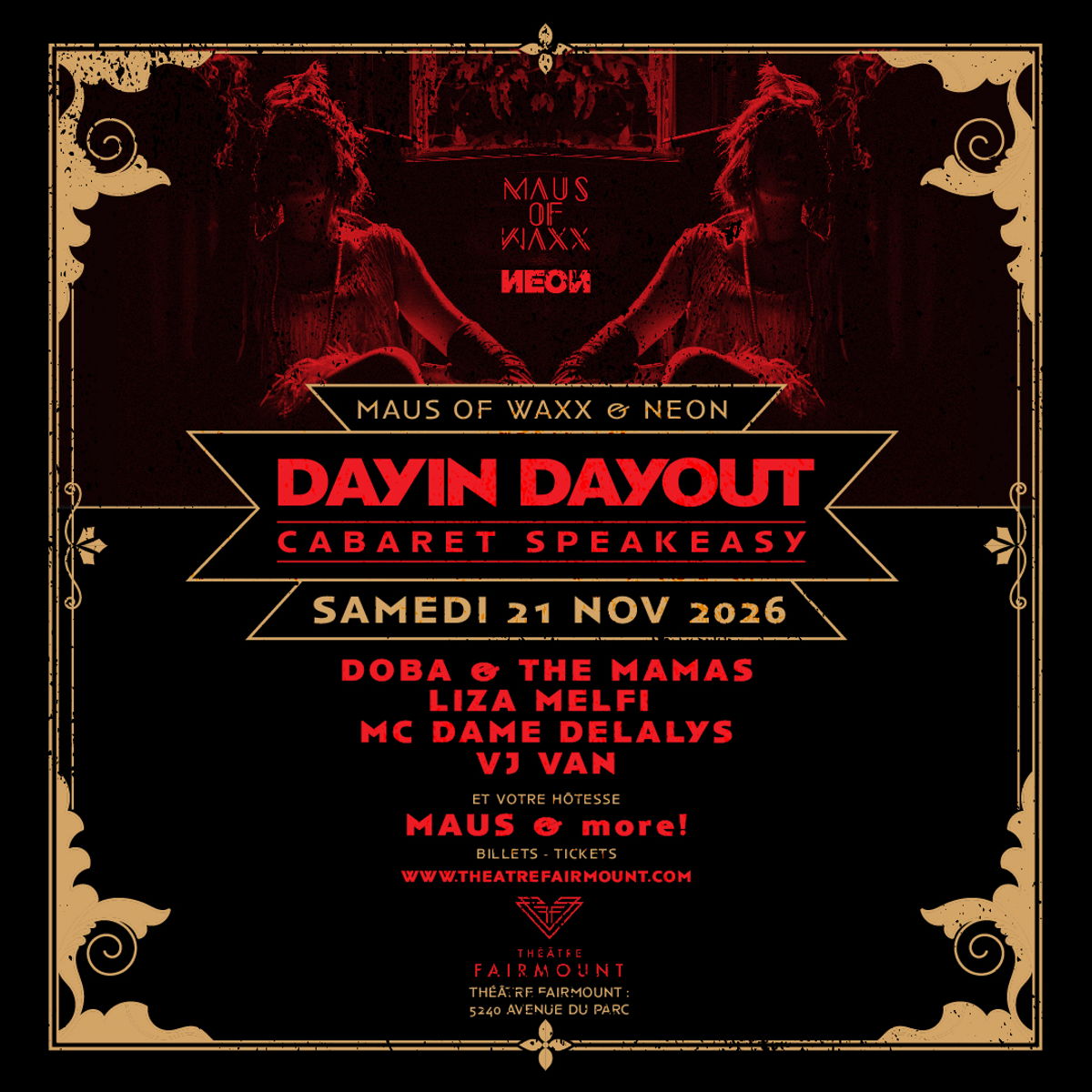 DAY IN DAY OUT / CABARET SPEAKEASY at Fairmount Theatre – Montreal, Canada