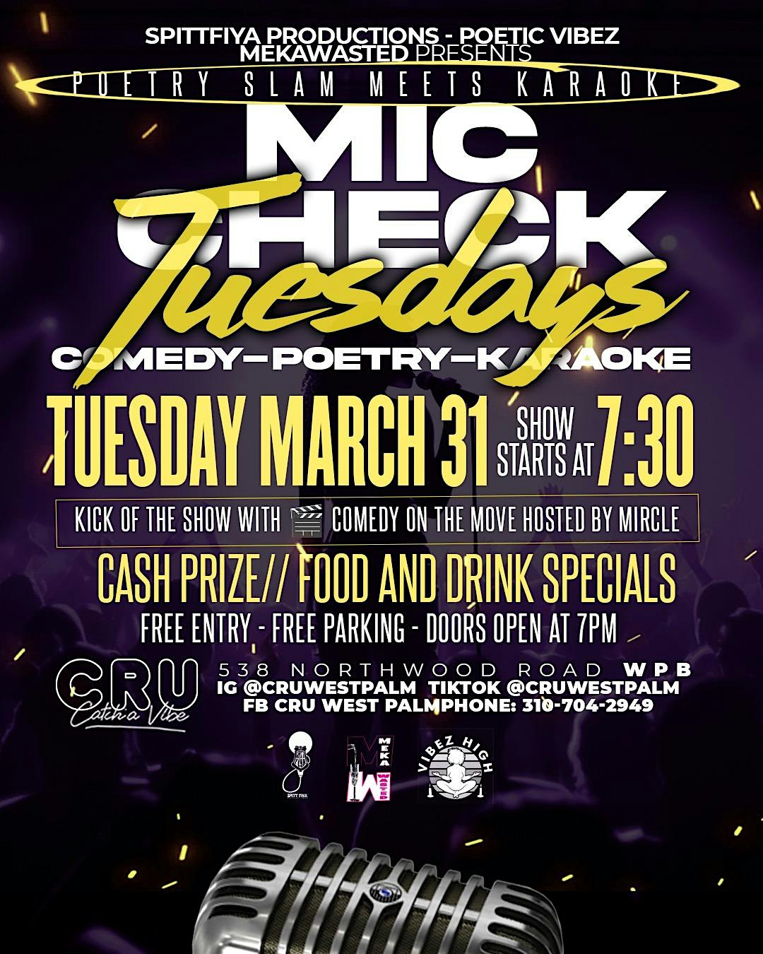 Poetry Meets Karaoke at Cru Lounge West Palm Beach – West Palm Beach, FL